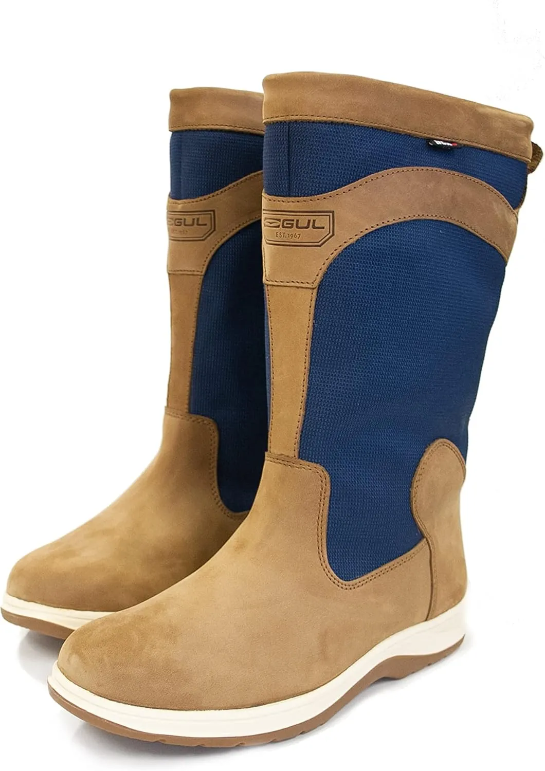 Fastnet Deck Sailing Boots Tan Navy Ds1005 - Unisex. Waterproof & Breathable - Flexible Force Lasting (strobel) Construction