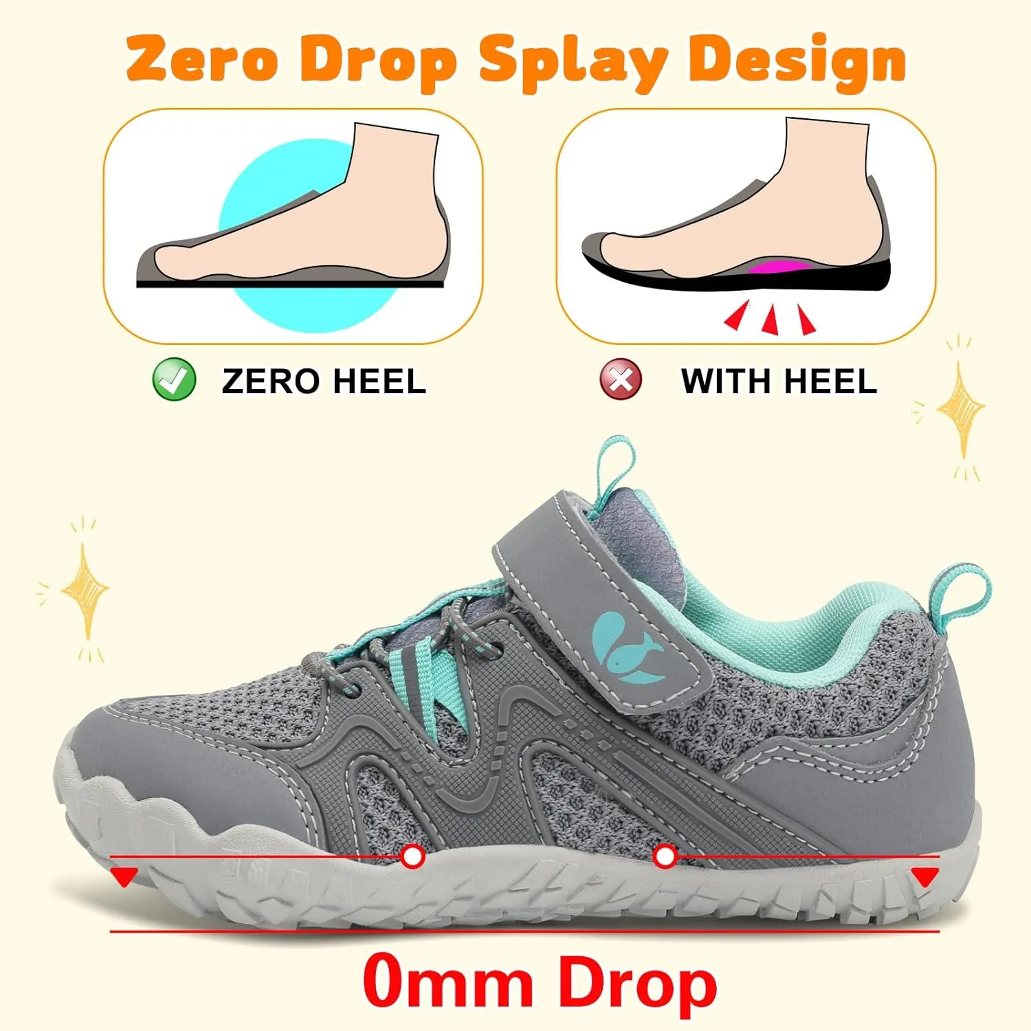FEETCITY Kids Barefoot Shoes Boys Girls Sneakers Toddler Walking Shoes Kids Hiking Shoe Lightweight Outdoor Tennis Shoe
