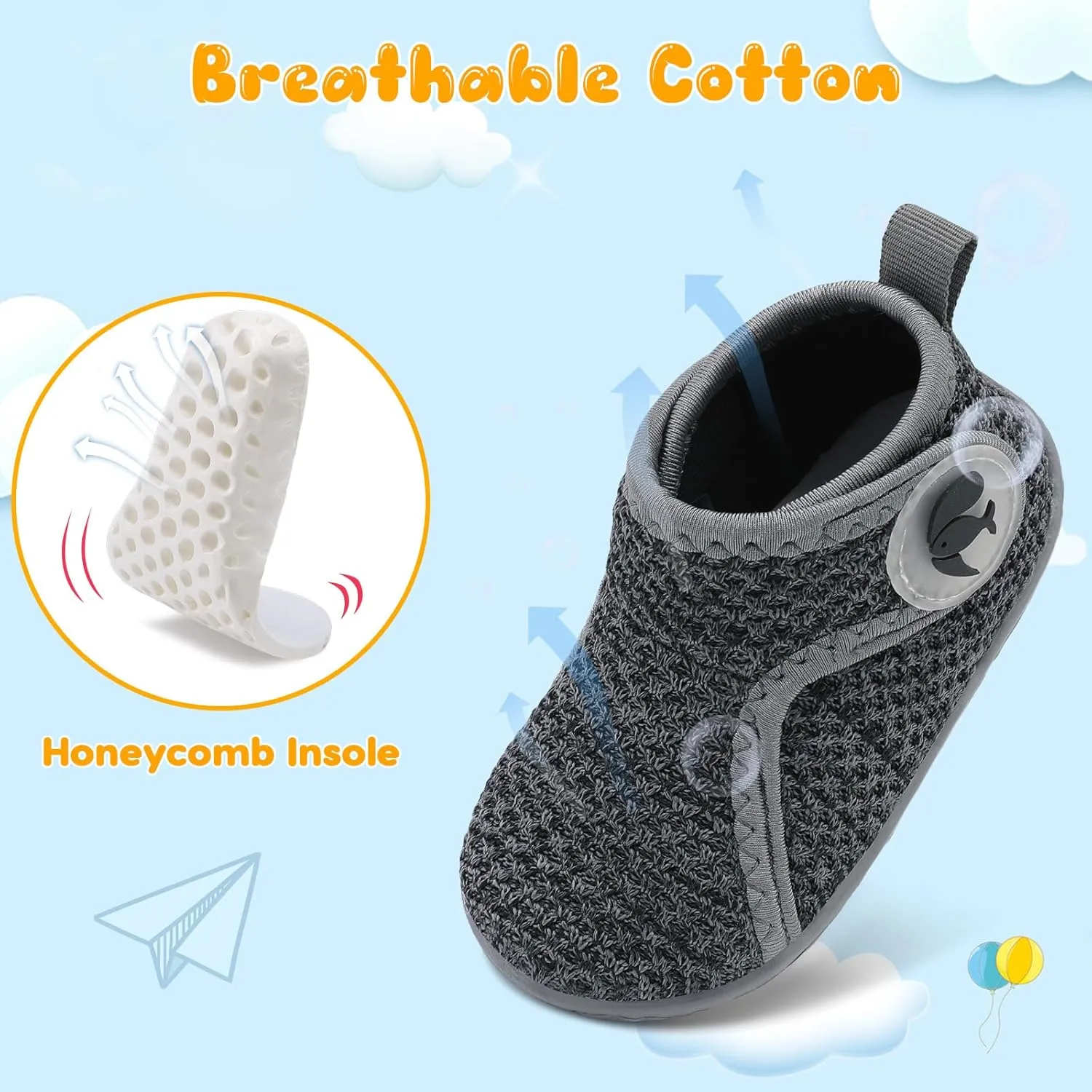 FEETCITY Lightweight Baby Sock Shoes Baby Walking Shoes Boys Girls Infant High-Top Shoe 12-18 Months