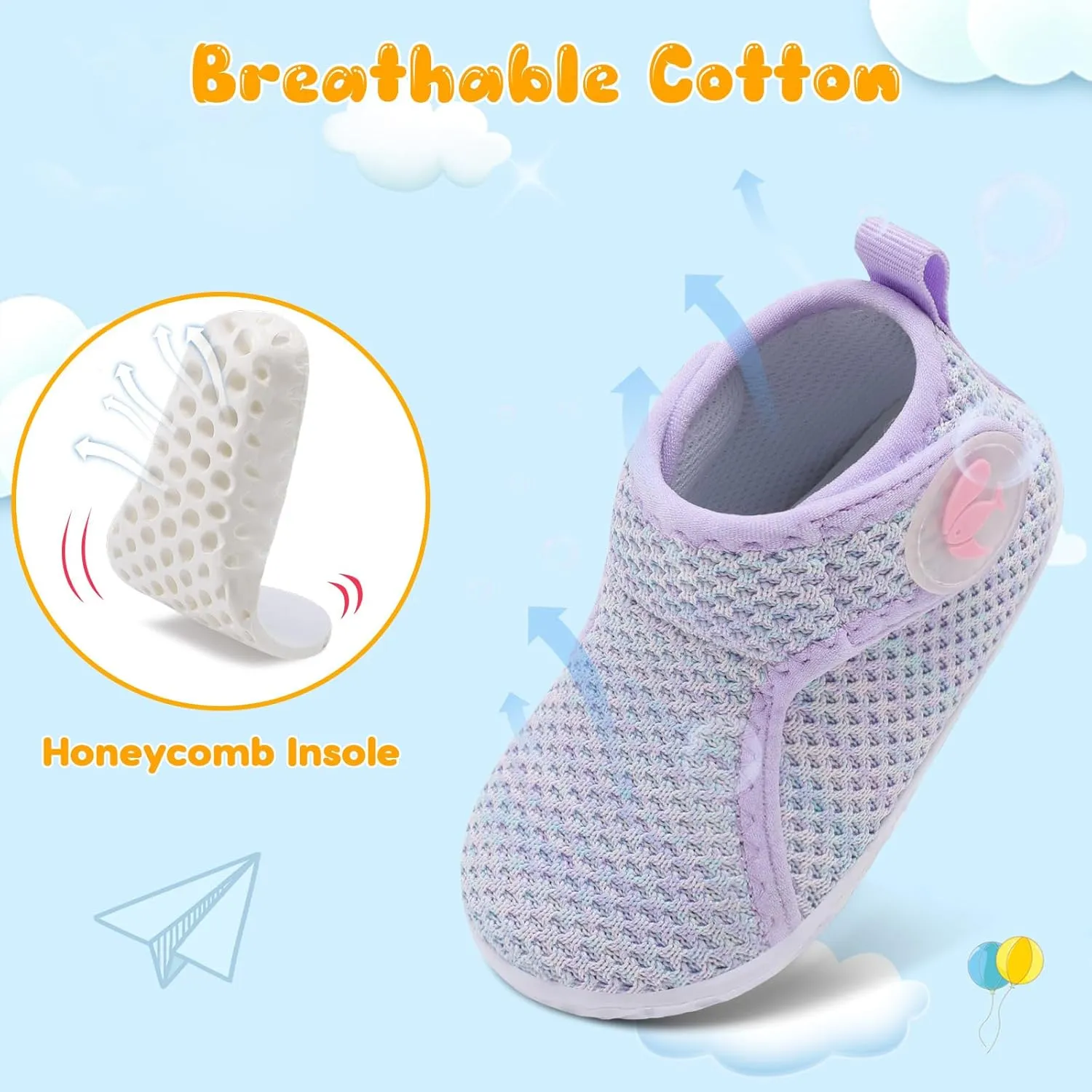 FEETCITY Lightweight Baby Sock Shoes Baby Walking Shoes Boys Girls Infant High-Top Shoe 12-18 Months