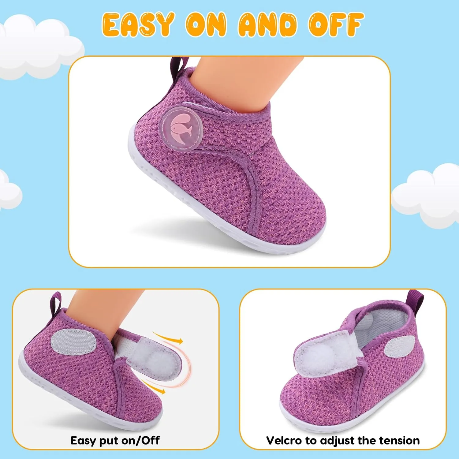 FEETCITY Lightweight Baby Sock Shoes Baby Walking Shoes Boys Girls Infant High-Top Shoe 12-18 Months