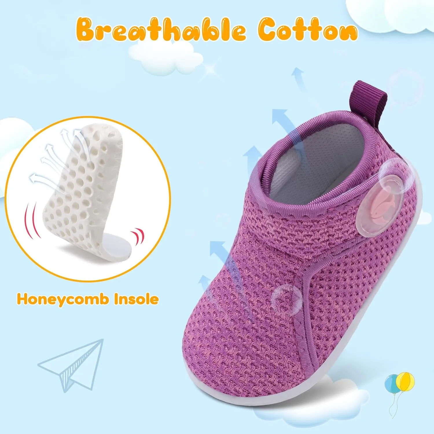 FEETCITY Lightweight Baby Sock Shoes Baby Walking Shoes Boys Girls Infant High-Top Shoe 12-18 Months