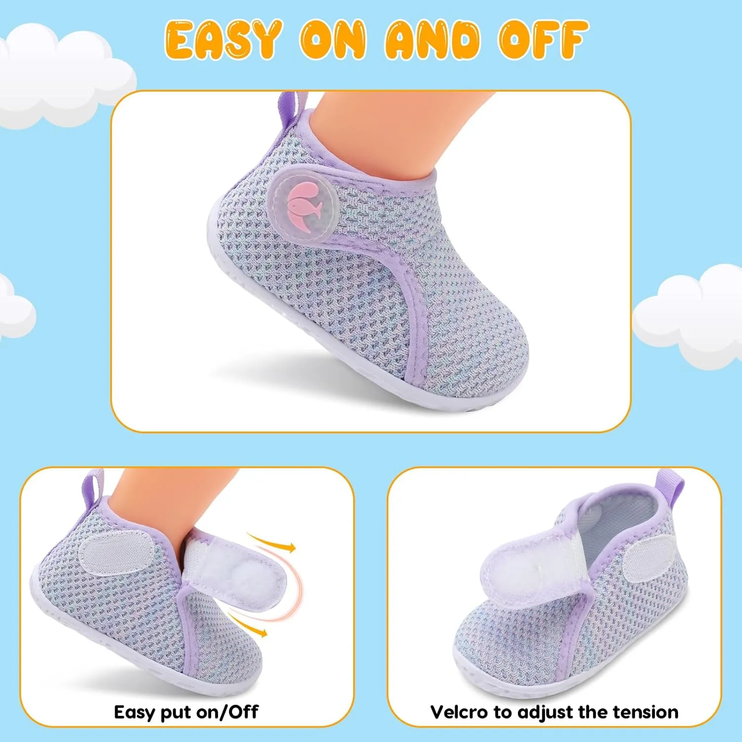 FEETCITY Lightweight Baby Sock Shoes Baby Walking Shoes Boys Girls Infant High-Top Shoe 12-18 Months