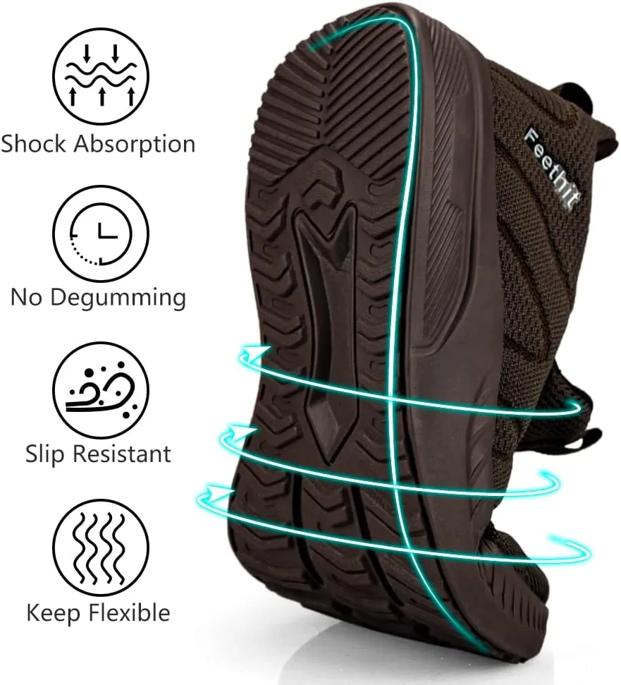 Feethit Mens Non Slip Walking Sneakers Lightweight Breathable Slip on Running Shoes Athletic Gym Tennis Shoes for Men