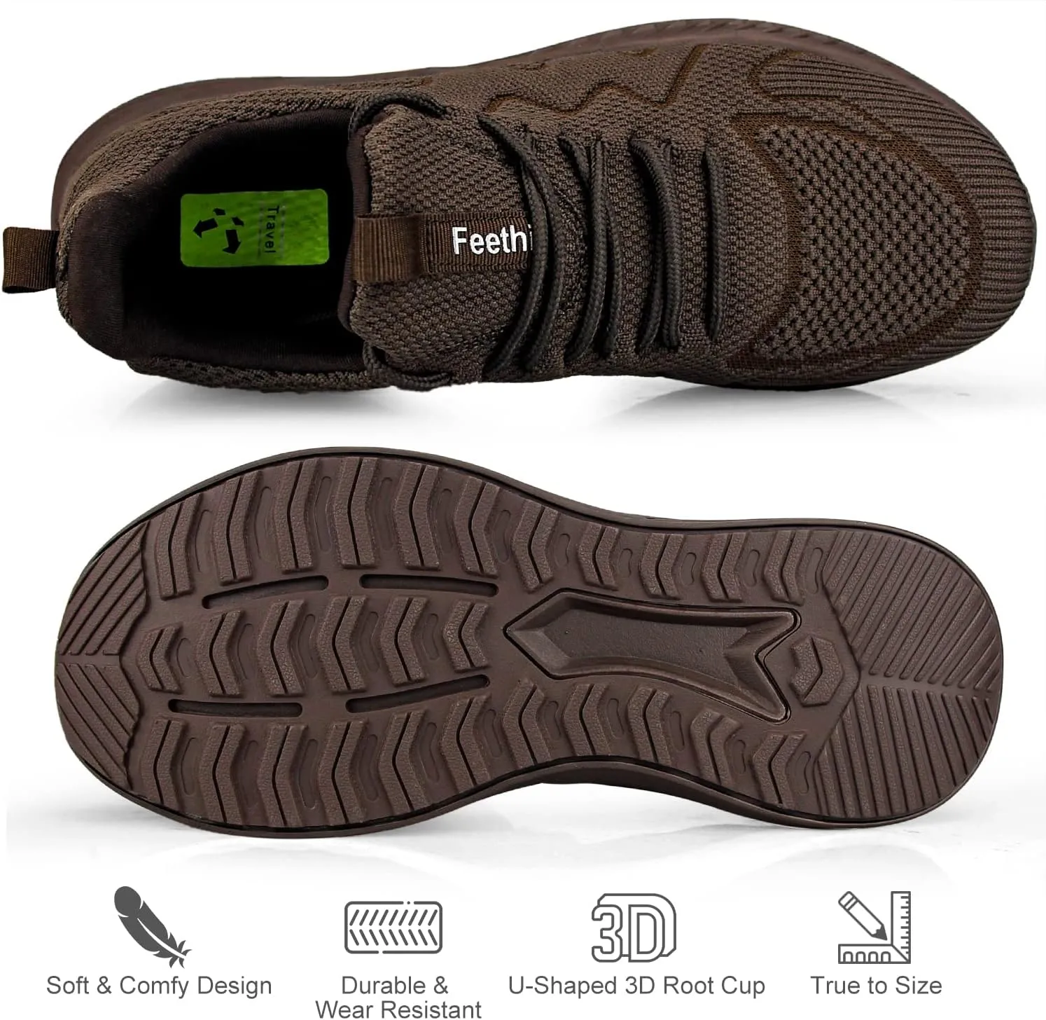 Feethit Mens Non Slip Walking Sneakers Lightweight Breathable Slip on Running Shoes Athletic Gym Tennis Shoes for Men