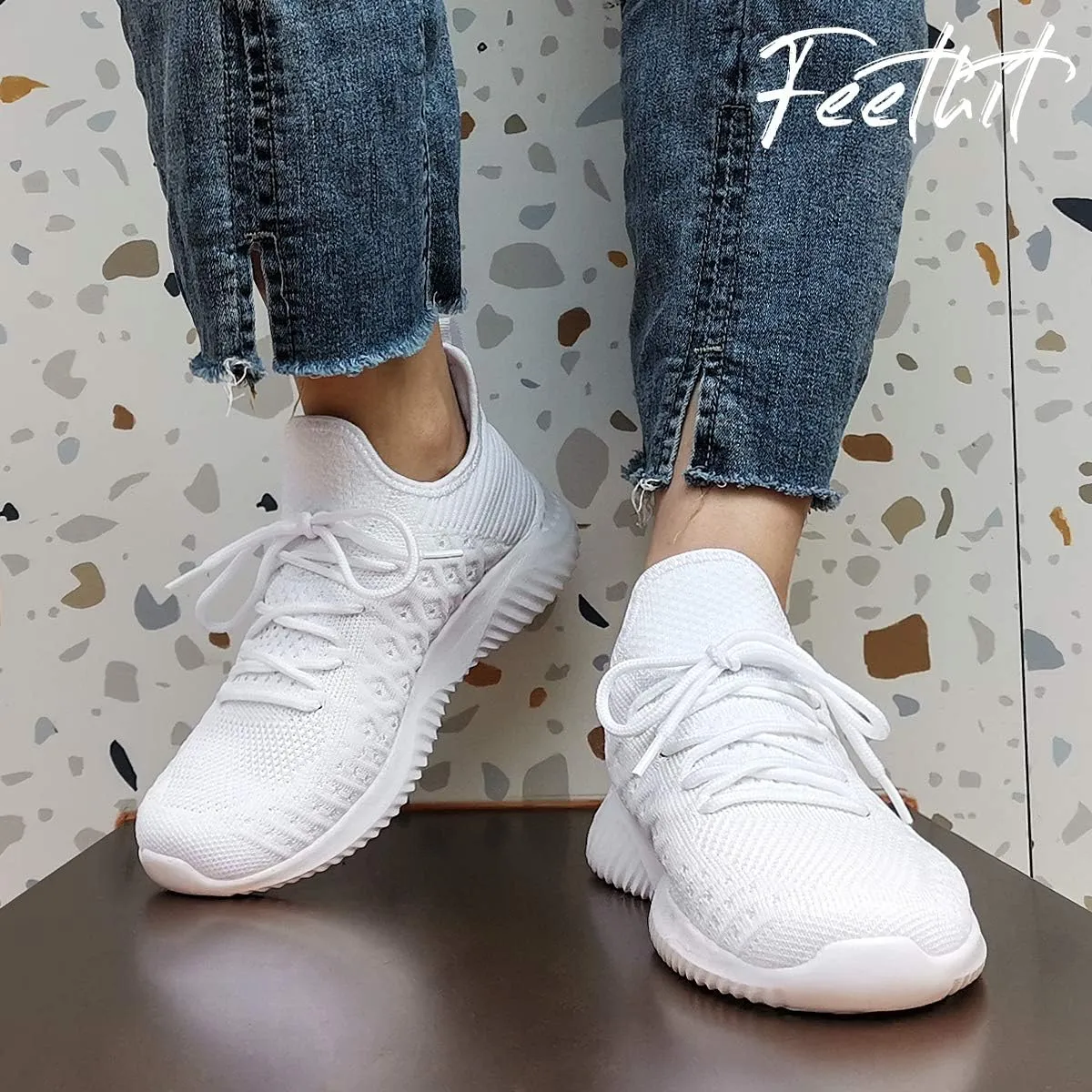 Feethit Womens Slip On Walking Shoes Non Slip Running Shoes Breathable Workout Shoes Lightweight Gym Sneakers