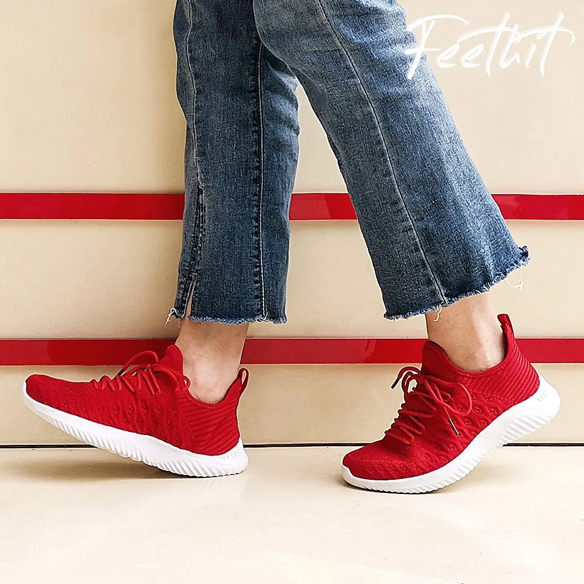 Feethit Womens Slip On Walking Shoes Non Slip Running Shoes Breathable Workout Shoes Lightweight Gym Sneakers