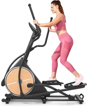 FEIERDUN Elliptical Machine, Cross Trainer for Home Use with Hyper-Quiet Electromagnetic Front Driving System, 32 Resistance Levels, 20IN Stride, 400LBS Weight Capacity, Black