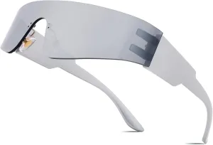 FEISEDY Futuristic Visor Punk Sunglasses Rimless One Piece Goggles Miorred Shades Women Men B2927
