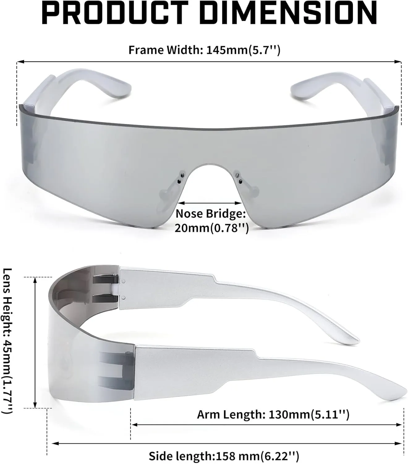 FEISEDY Futuristic Visor Punk Sunglasses Rimless One Piece Goggles Miorred Shades Women Men B2927