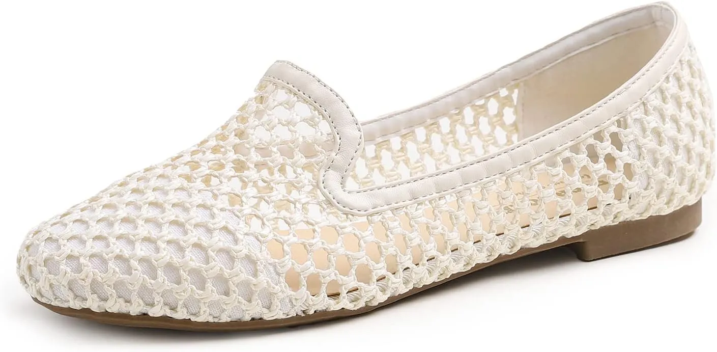 Feversole Women's Woven Fashion Breathable Knit Flat Shoes