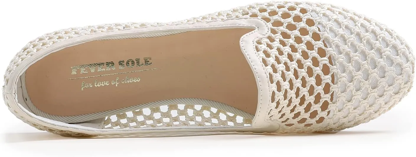 Feversole Women's Woven Fashion Breathable Knit Flat Shoes