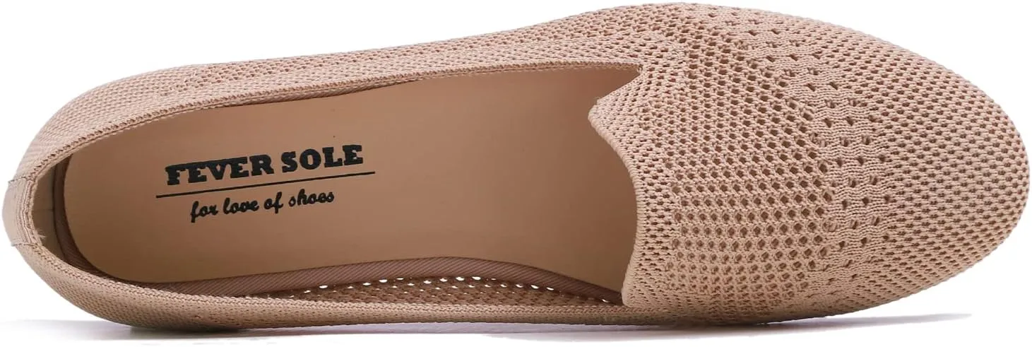 Feversole Women's Woven Fashion Breathable Knit Flat Shoes
