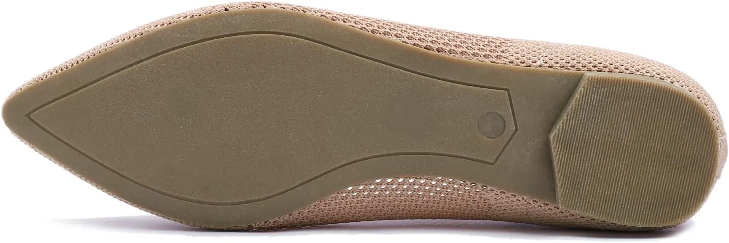 FEVERSOLE Women's Woven Pointy Fashion Cutouts Breathable Knit Flat Shoes
