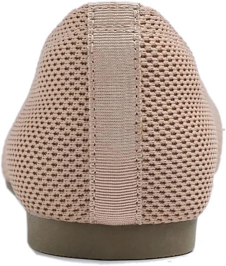 FEVERSOLE Women's Woven Pointy Fashion Cutouts Breathable Knit Flat Shoes