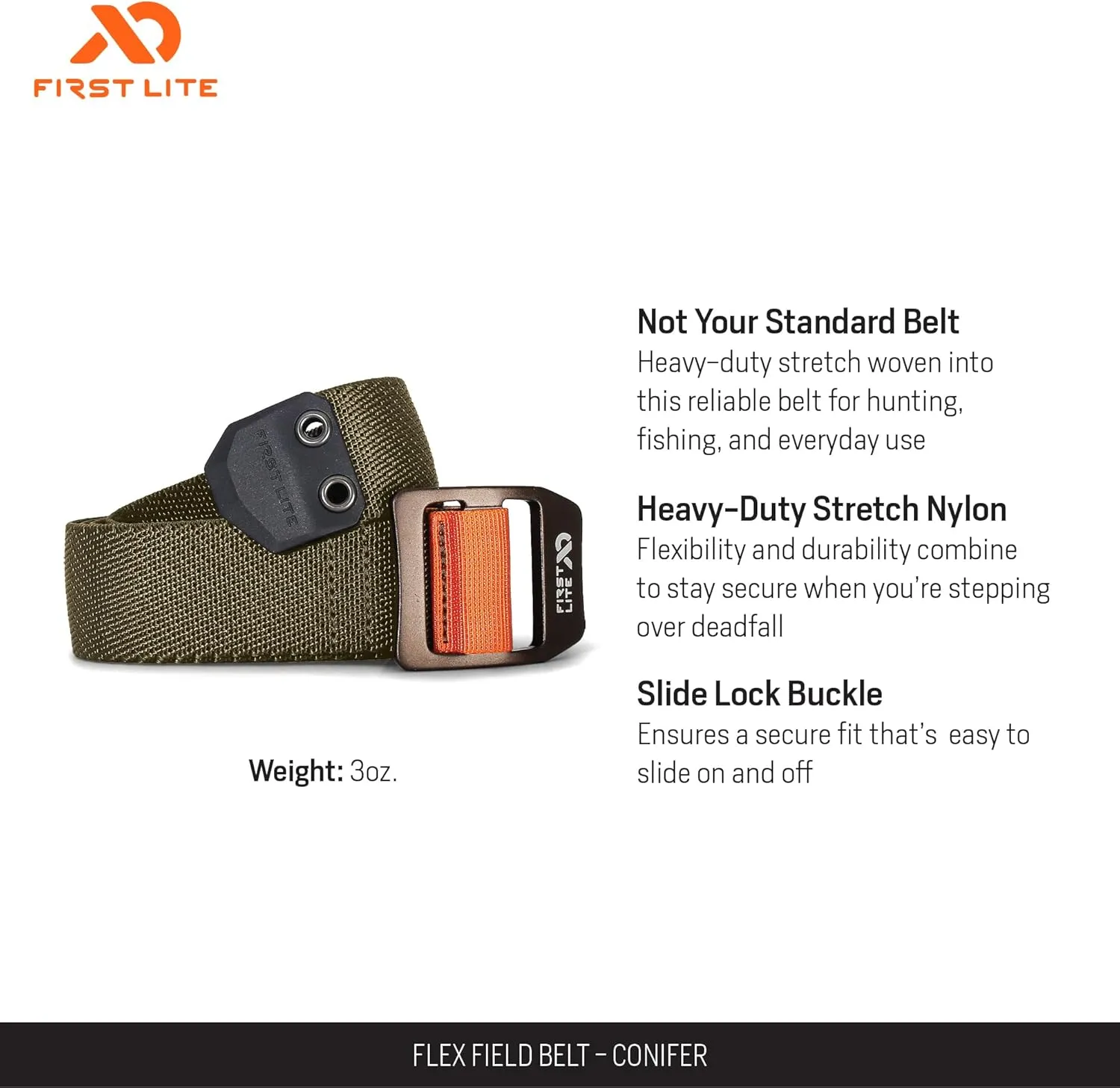 First Lite Flex Field Belt - Durable Stretch Nylon Belt
