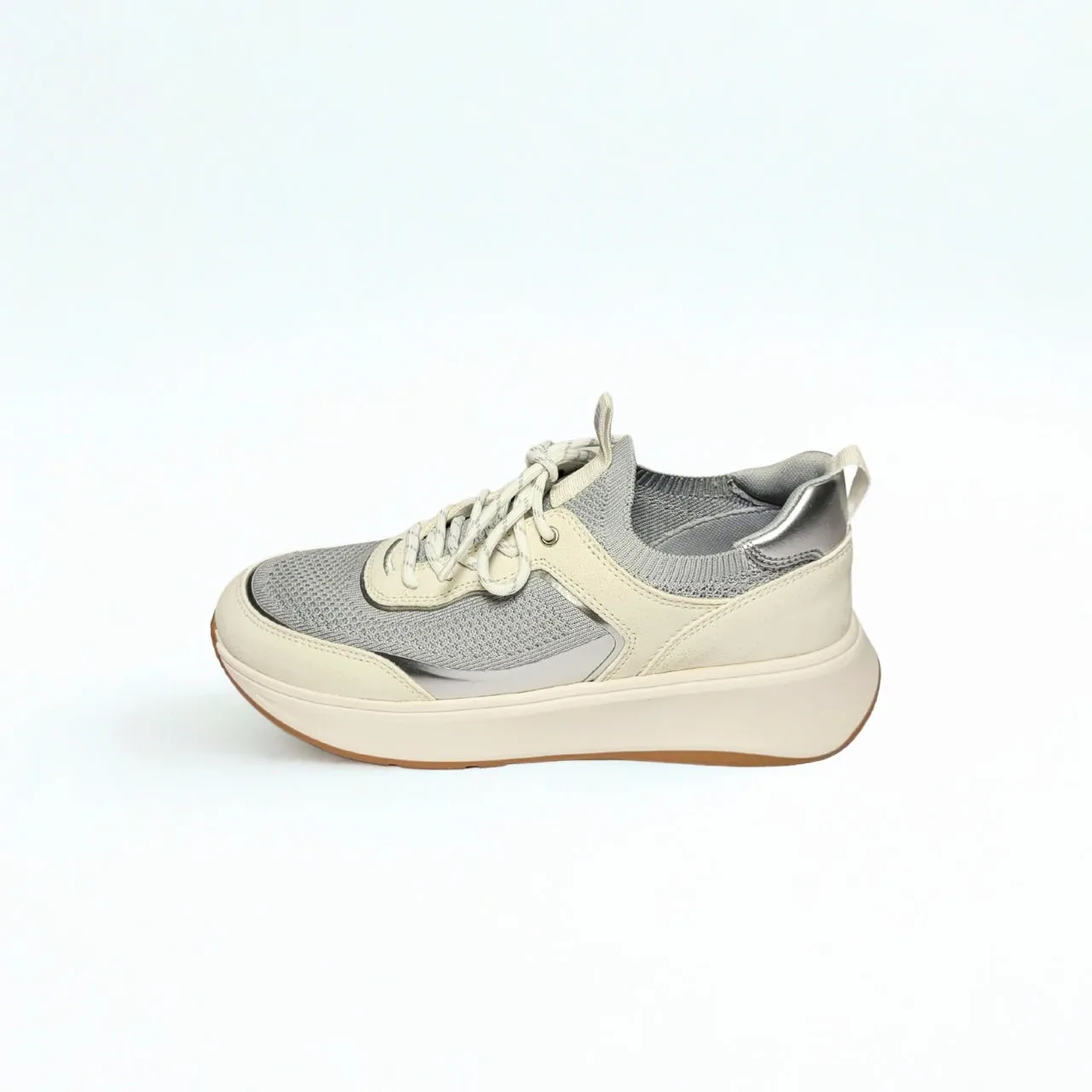 Fitflop F-MODE SUEDE/KNIT FLATFORM white/grey trainer