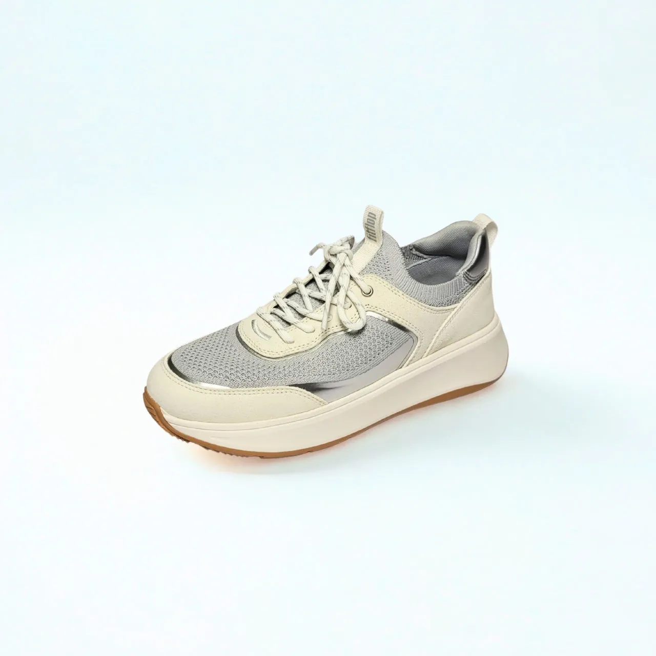 Fitflop F-MODE SUEDE/KNIT FLATFORM white/grey trainer