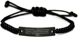 Fitness Trainer Approved Funny Quote Rope Bracelet Gifts for Fitness Enthusiasts on Valentine's, Unique Fitness Trainer Gifts, Funny Fitness Trainer Quote Black Rope Adjustable Wristband