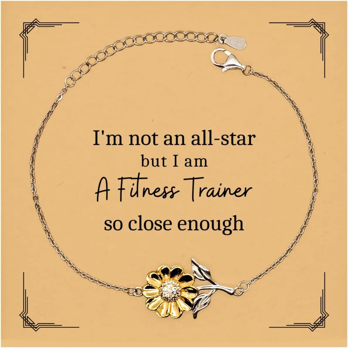 Fitness Trainer Engraved Sunflower Bracelet - Inspirational Gifts for Birthday, Christmas, Graduation - Confidence and Hope for the Fitness Trainer in Your Life