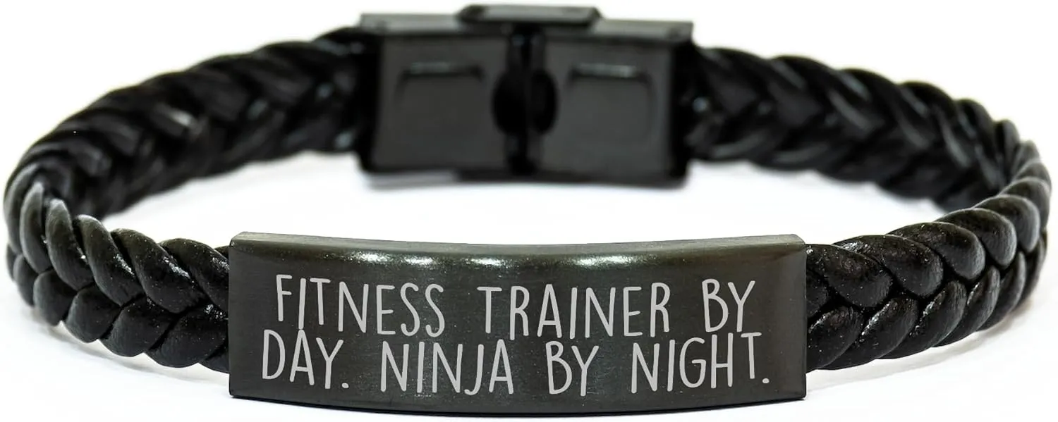 Fitness Trainer Gifts from Friends for Men - Interlaced Leather Ninja Night Quote - Unique Father's Day Unique Gift