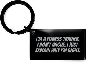 Fitness Trainer Gifts, Funny Quote Keychain, Engraved Stainless Steel, Christmas Unique