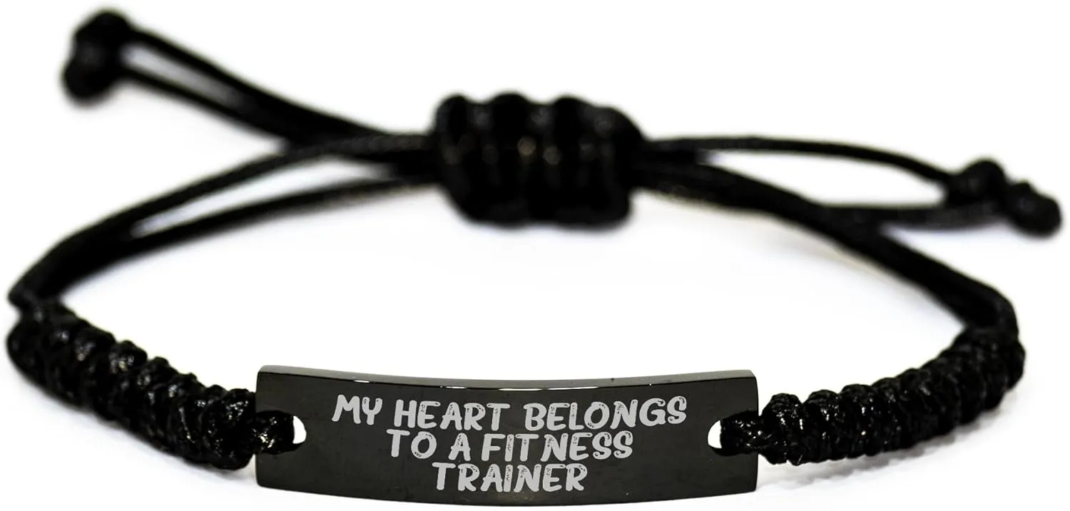 Fitness Trainer's Heartbeat Rope Bracelet, Funny Gift for Birthday, From Friends, for Fitness Trainers, My Heart Belongs To A Fitness Trainer