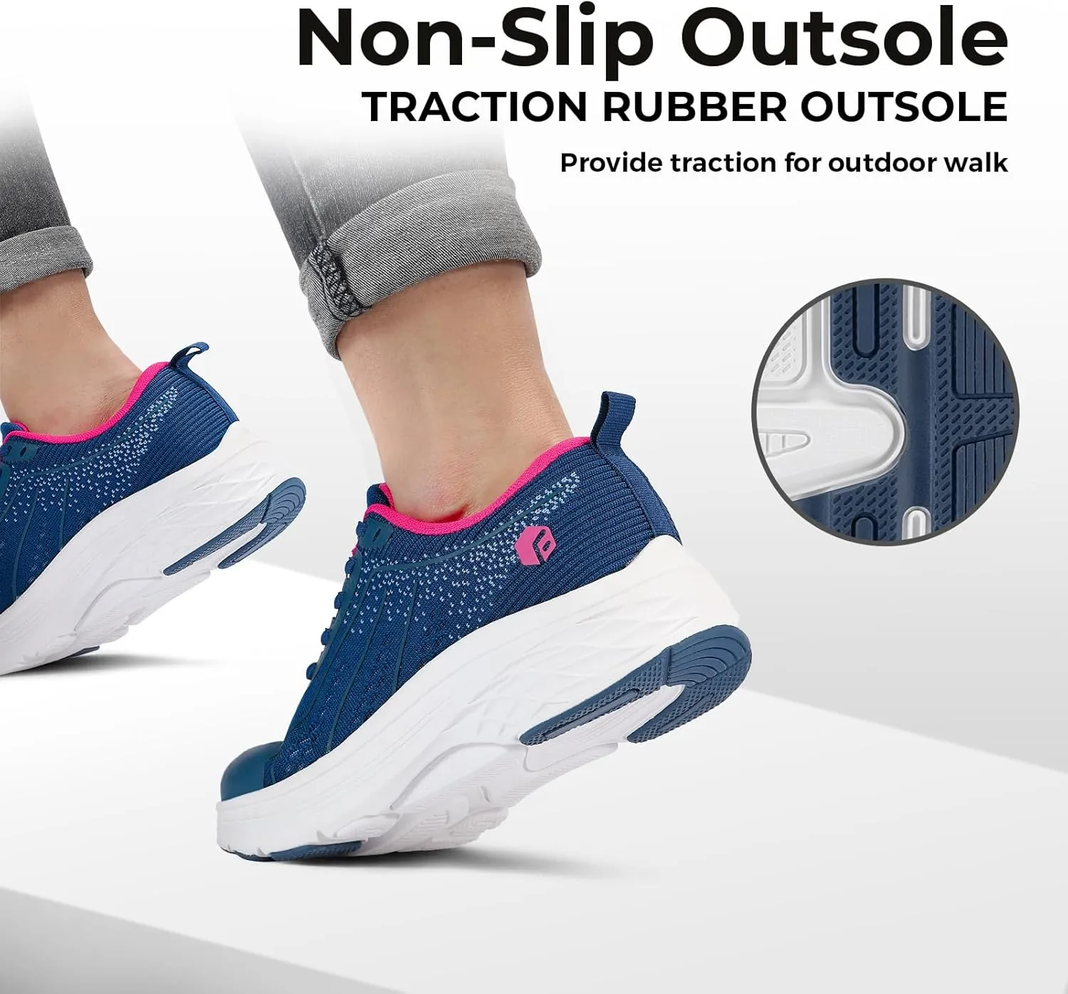 FitVille Women's Wide Walking Shoes Max Cushioning Lightweight Sneakers for Women Wide Width for Flat Foot Plantar Fasciitis Heel Pain Relief - Cloud Wanderer V16