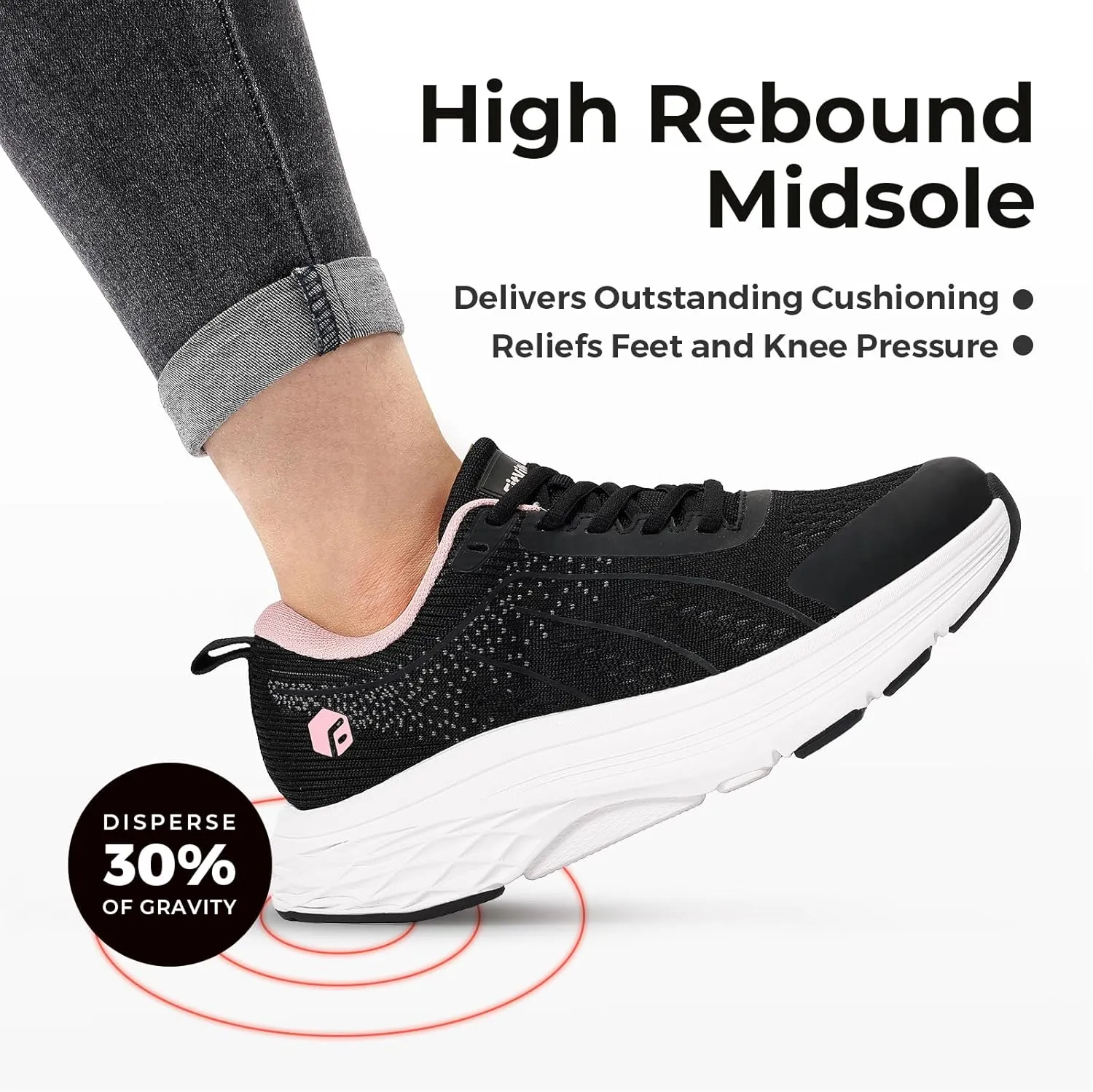 FitVille Women's Wide Walking Shoes Max Cushioning Lightweight Sneakers for Women Wide Width for Flat Foot Plantar Fasciitis Heel Pain Relief - Cloud Wanderer V16