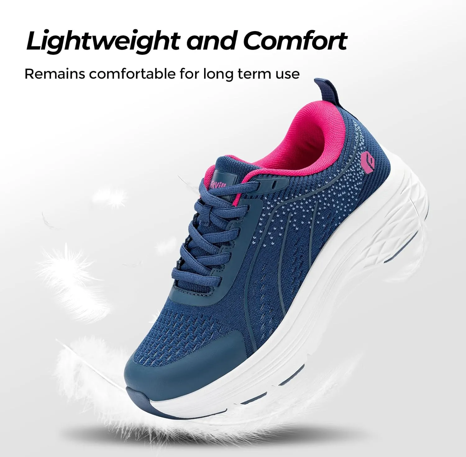 FitVille Women's Wide Walking Shoes Max Cushioning Lightweight Sneakers for Women Wide Width for Flat Foot Plantar Fasciitis Heel Pain Relief - Cloud Wanderer V16