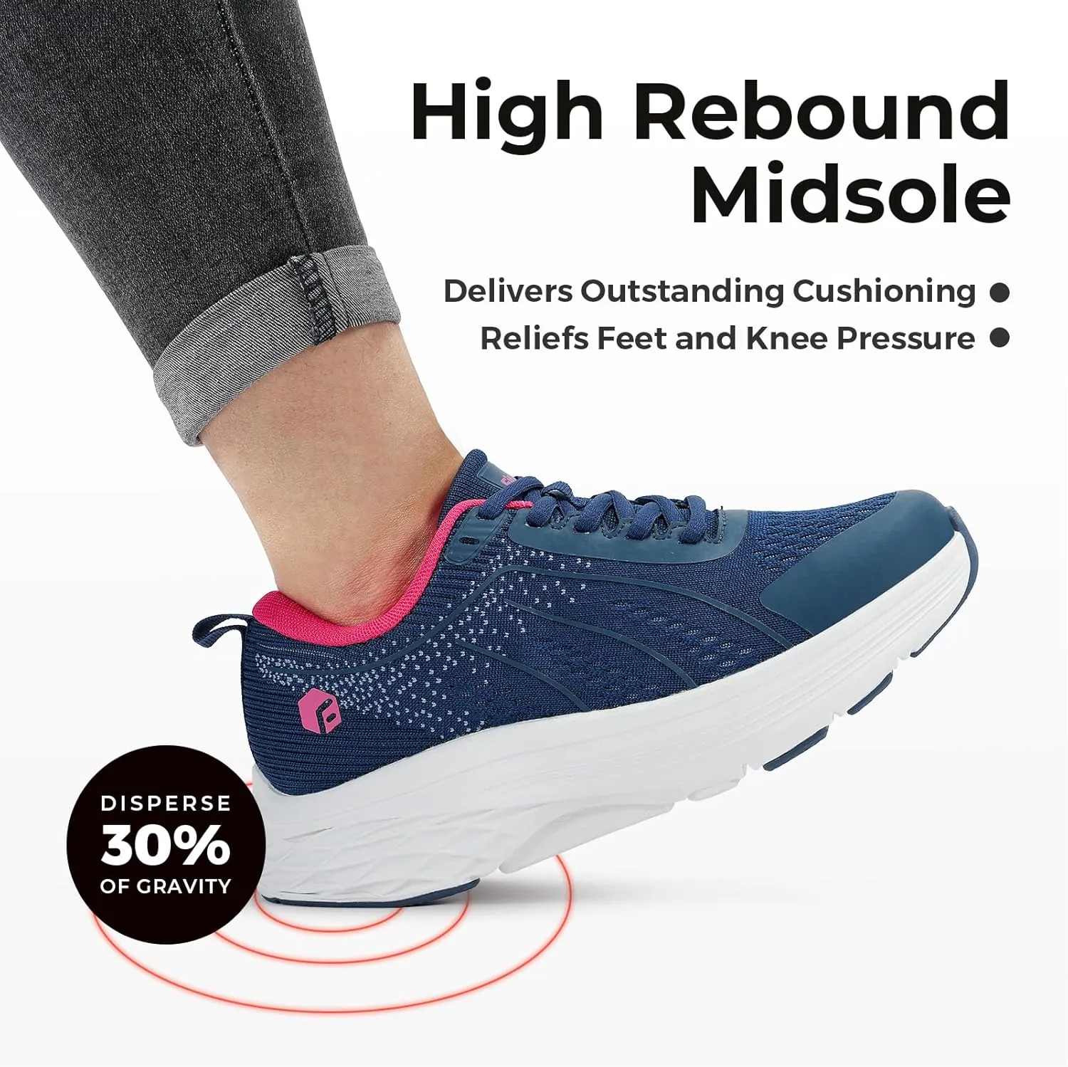 FitVille Women's Wide Walking Shoes Max Cushioning Lightweight Sneakers for Women Wide Width for Flat Foot Plantar Fasciitis Heel Pain Relief - Cloud Wanderer V16