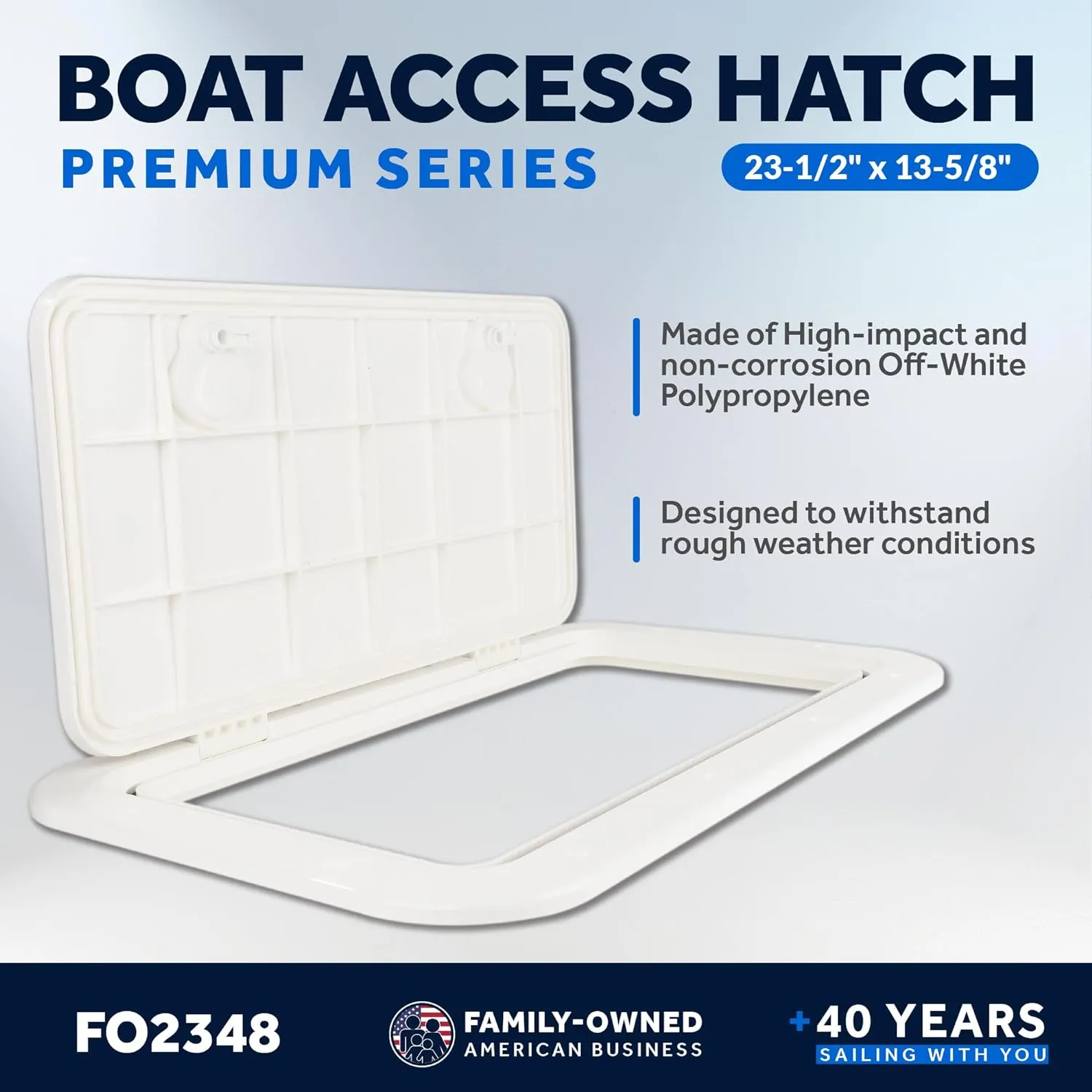 Five Oceans Marine Access Hatch – Rectangle Boat Hatch Lid with Locking Slam Latch, Off-White for Boat & Yacht
