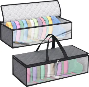 Fixwal 2 Pack Hat Storage Bag for Baseball, Caps Hat Organizer Case Hat Holder Rack with 2 Carry Handles for Closet Moisture & Dust Proof Holds Up to 20 Hats (Grey)