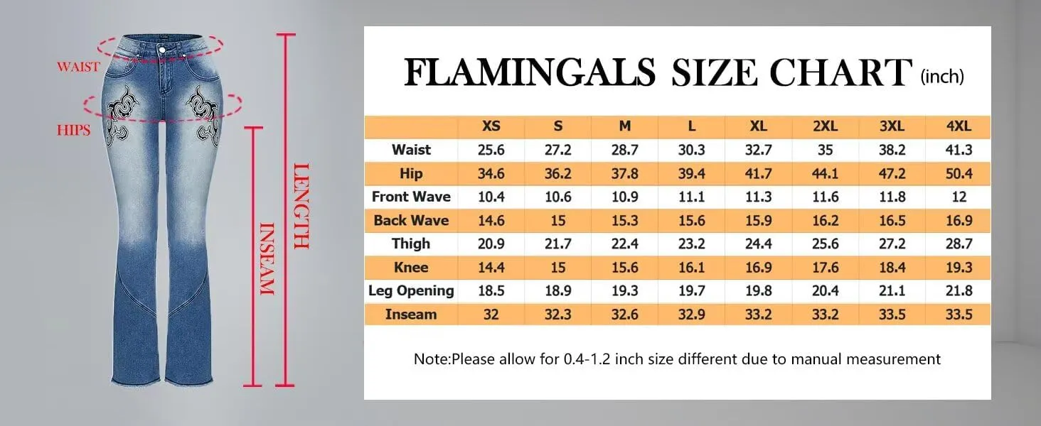 Flamingals Butt Lifting Bootcut Jeans Stretchy Casual Fall Winter Trendy Flare Leg Jeans for Women