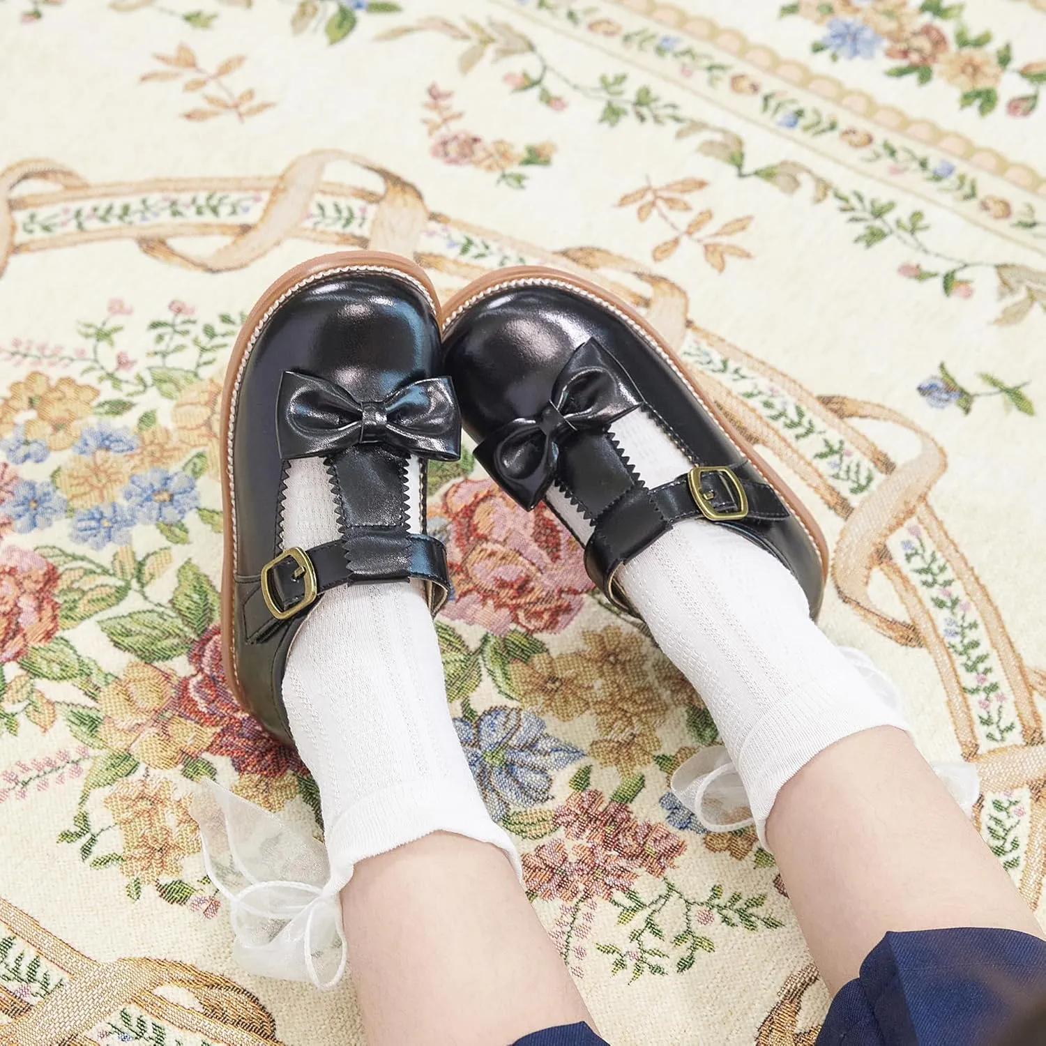 Flaryzone Toddler Little Girl Mary Jane School Uniform Oxfords Flat Dress Shoes