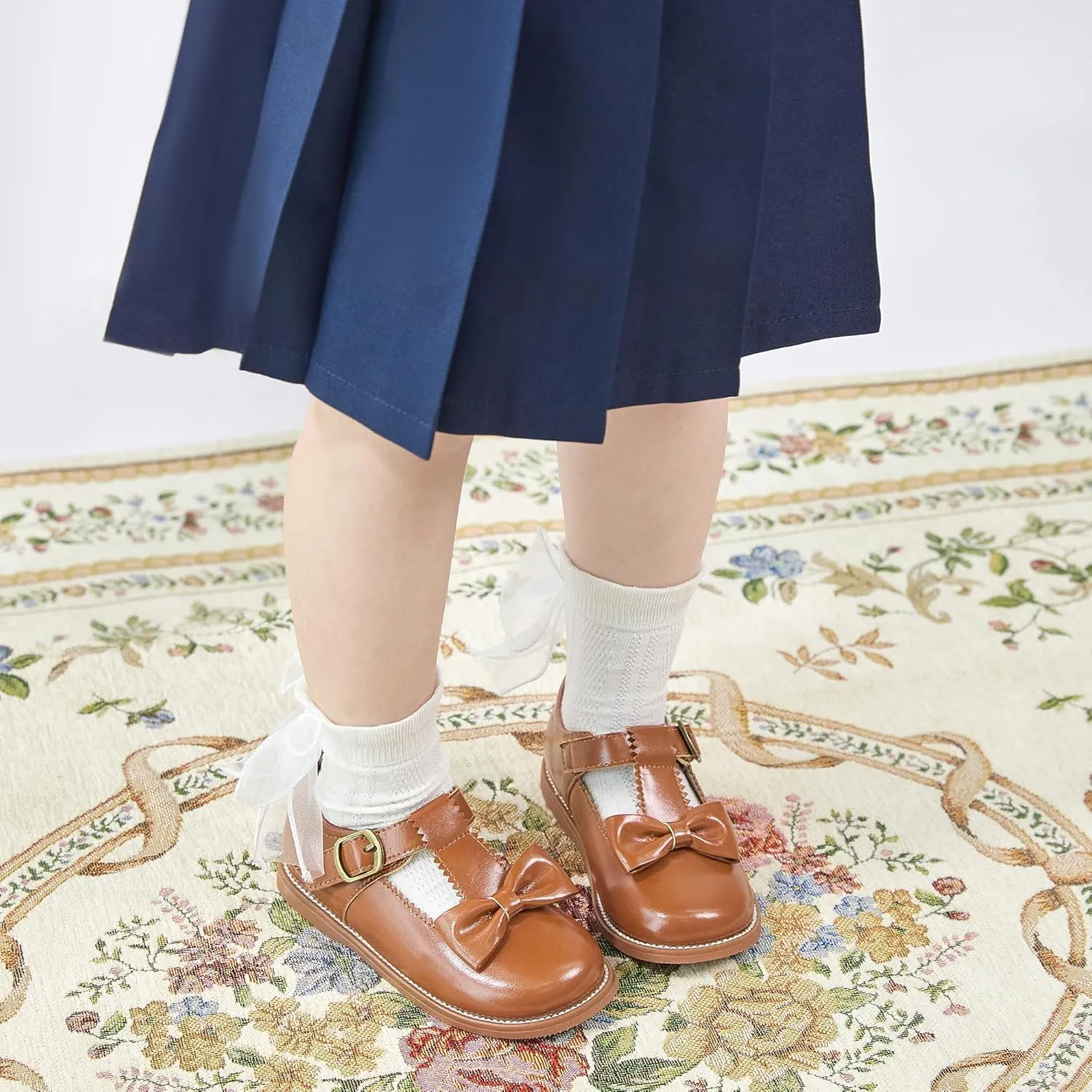 Flaryzone Toddler Little Girl Mary Jane School Uniform Oxfords Flat Dress Shoes