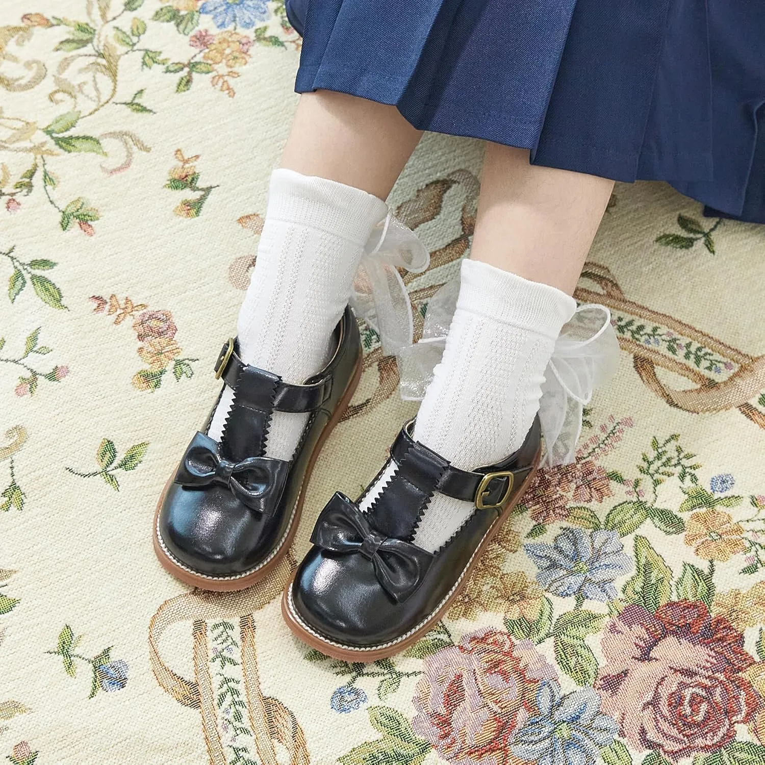 Flaryzone Toddler Little Girl Mary Jane School Uniform Oxfords Flat Dress Shoes