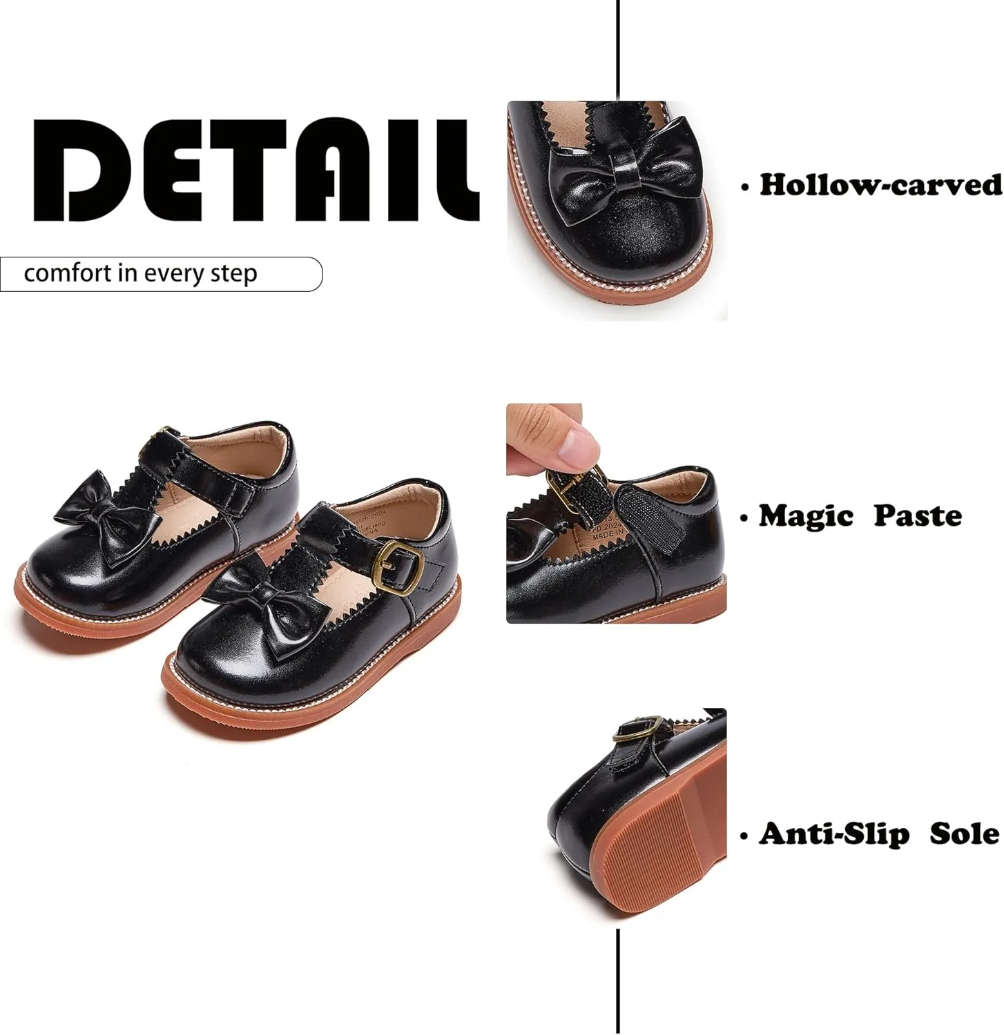 Flaryzone Toddler Little Girl Mary Jane School Uniform Oxfords Flat Dress Shoes