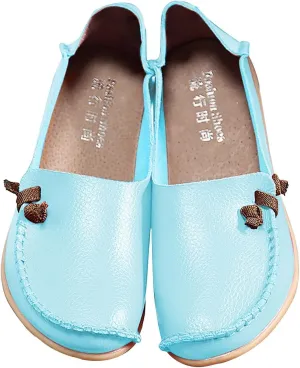 Flats Shoes Women Dressy Comfortable Work Loafers Shoes Wide Width Lightweight Soft Leather Moccasins Cute Walk Flats