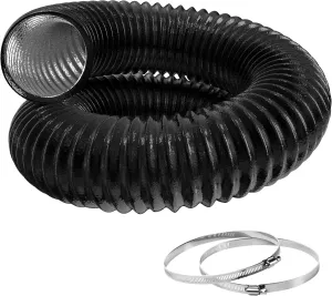Flexible 12-Inch Aluminum Ducting, Dryer Vent Hose, Heavy-Duty Three-Layer Protection, 25-Feet Long for Heating Cooling Ventilation & Exhaust, Black
