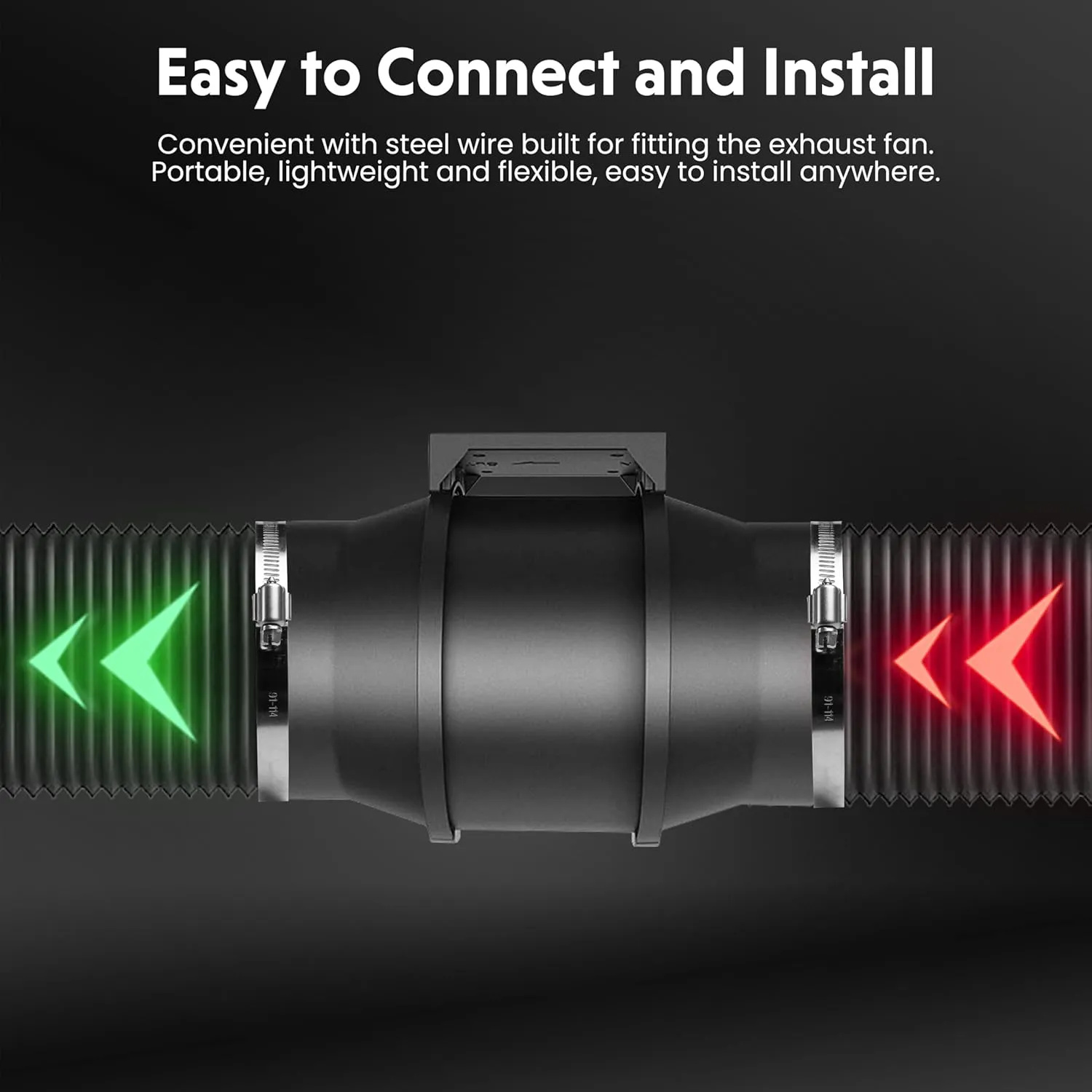 Flexible 12-Inch Aluminum Ducting, Dryer Vent Hose, Heavy-Duty Three-Layer Protection, 25-Feet Long for Heating Cooling Ventilation & Exhaust, Black