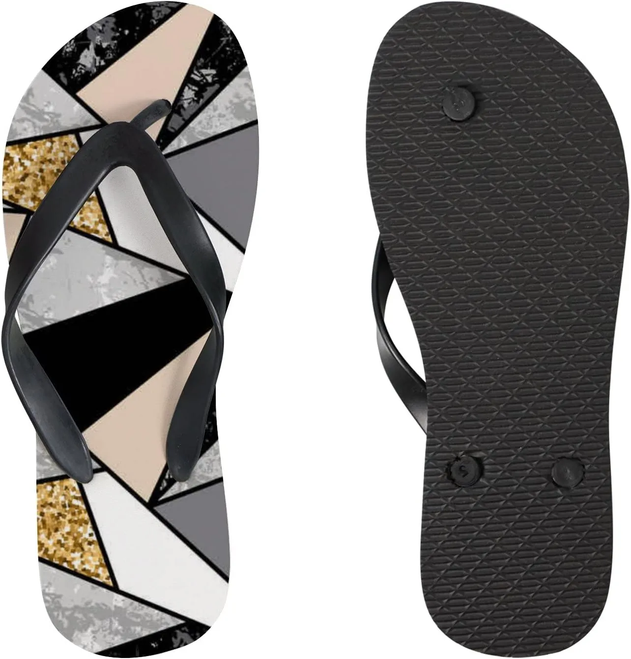 Flip Flops for Women Girls Marble Geometric Pattern Summer Casual Thong Slippers Slide Flat Sandals for Beach
