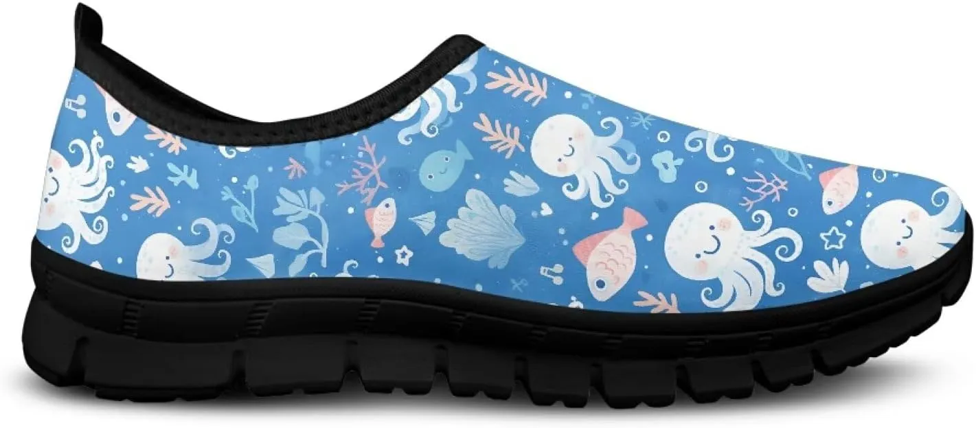 Flowers Casual House Shoes Breathable Mesh Sneakers for Women Comfort Soft Anti-Slip Shock Absorption EVA Sole Hiking Shoes for Outdoor Size 5.5-11.5 Black Sole