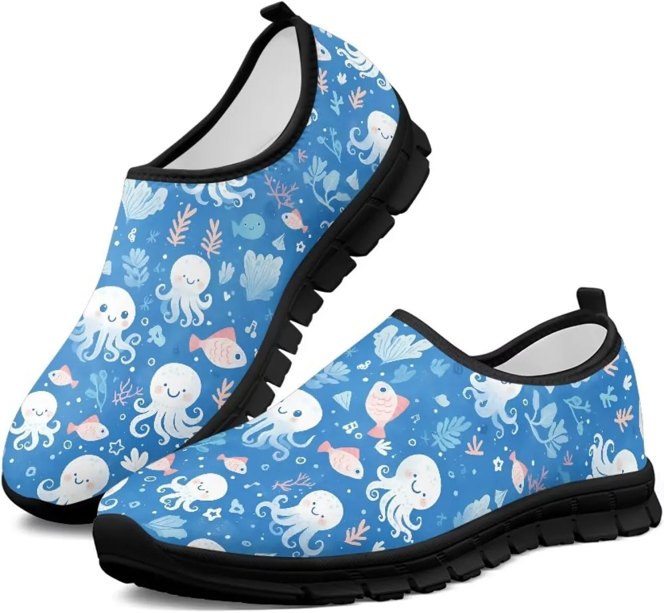 Flowers Casual House Shoes Breathable Mesh Sneakers for Women Comfort Soft Anti-Slip Shock Absorption EVA Sole Hiking Shoes for Outdoor Size 5.5-11.5 Black Sole