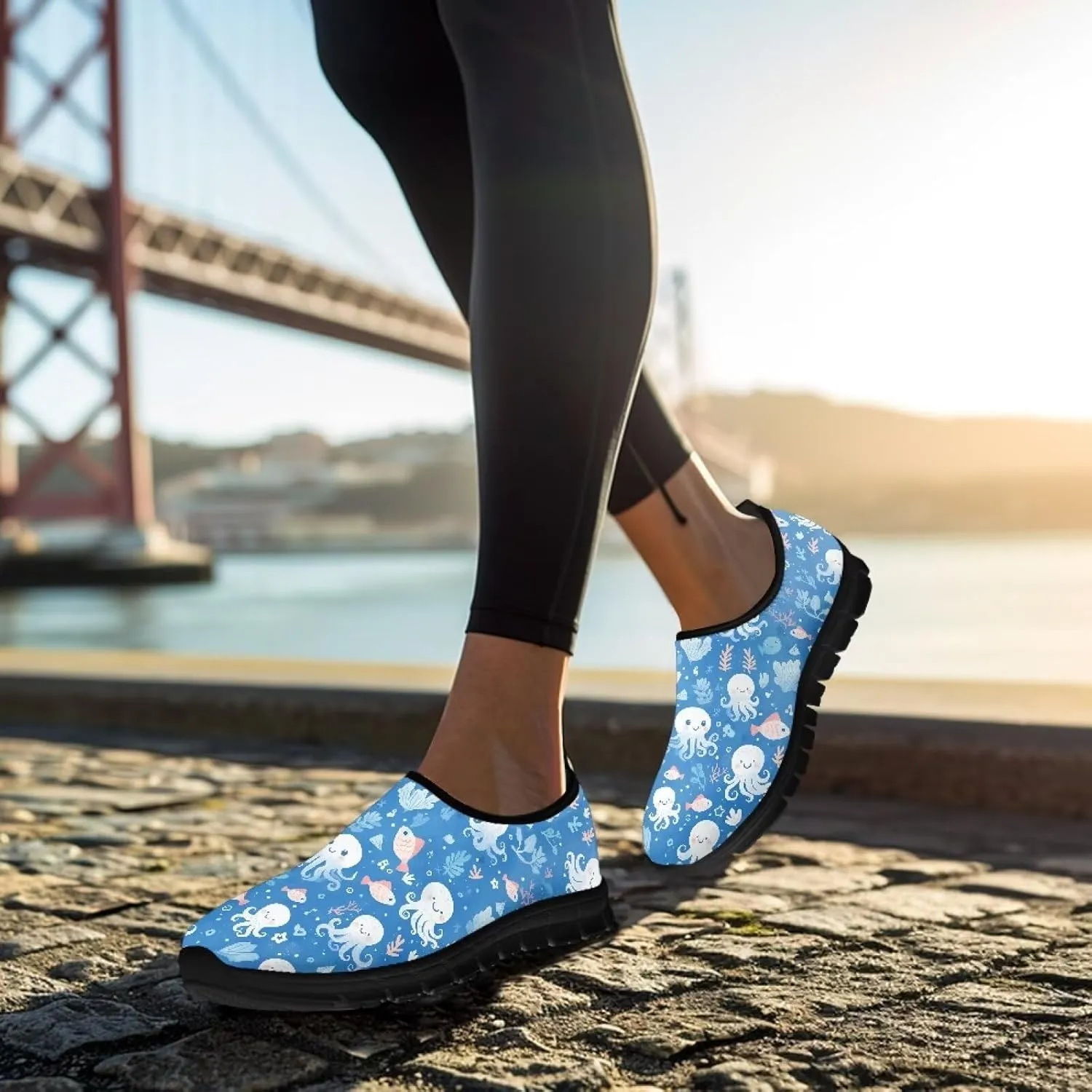 Flowers Casual House Shoes Breathable Mesh Sneakers for Women Comfort Soft Anti-Slip Shock Absorption EVA Sole Hiking Shoes for Outdoor Size 5.5-11.5 Black Sole