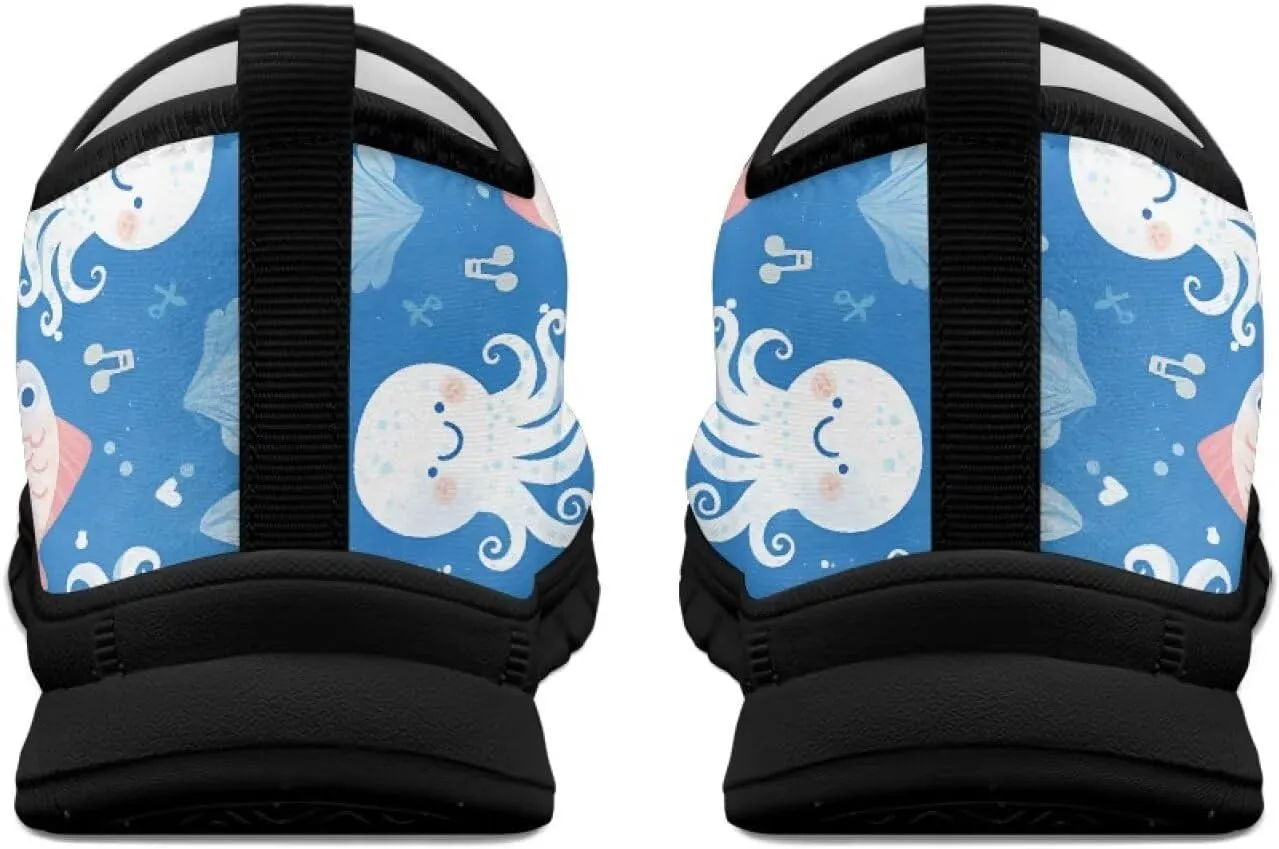 Flowers Casual House Shoes Breathable Mesh Sneakers for Women Comfort Soft Anti-Slip Shock Absorption EVA Sole Hiking Shoes for Outdoor Size 5.5-11.5 Black Sole