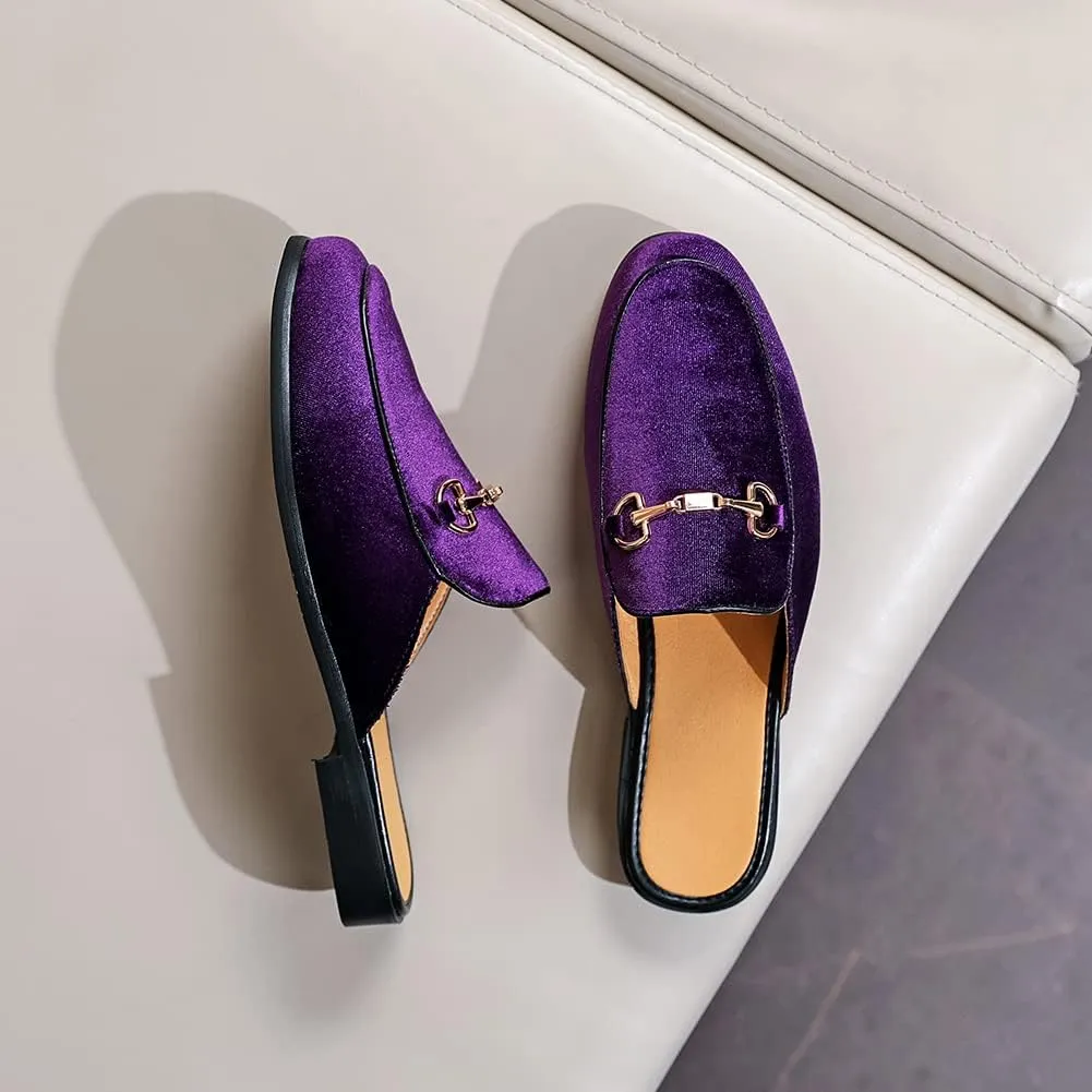 FLQL Mens Shoes Luxury Velvet Gold Buckle Slip-on Penny Loafers Casual Smoking Slippers Indoor Outdoor Sandals Black Size 7-13