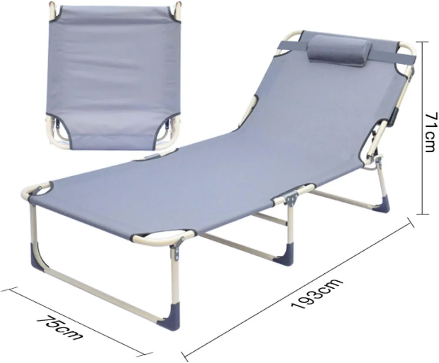 Folding Camping Cot, 3-Position Adjustable Oxford Sleeping Cots Bed,Portable Camping Bed with Pillow,Multifunctional Lounge Chair,Perfect for Camping, Pool, Beach, Patio (76"x27"x28")
