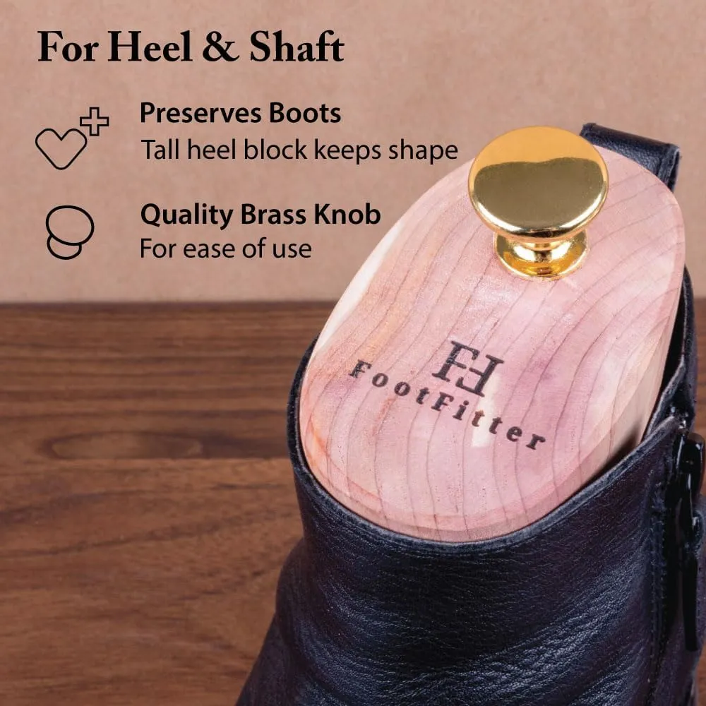 FootFitter Cedar Boot Tree for Men – Adjustable Split Toe Aromatic Cedar Boot Trees, Made From USA Grown Cedar Wood