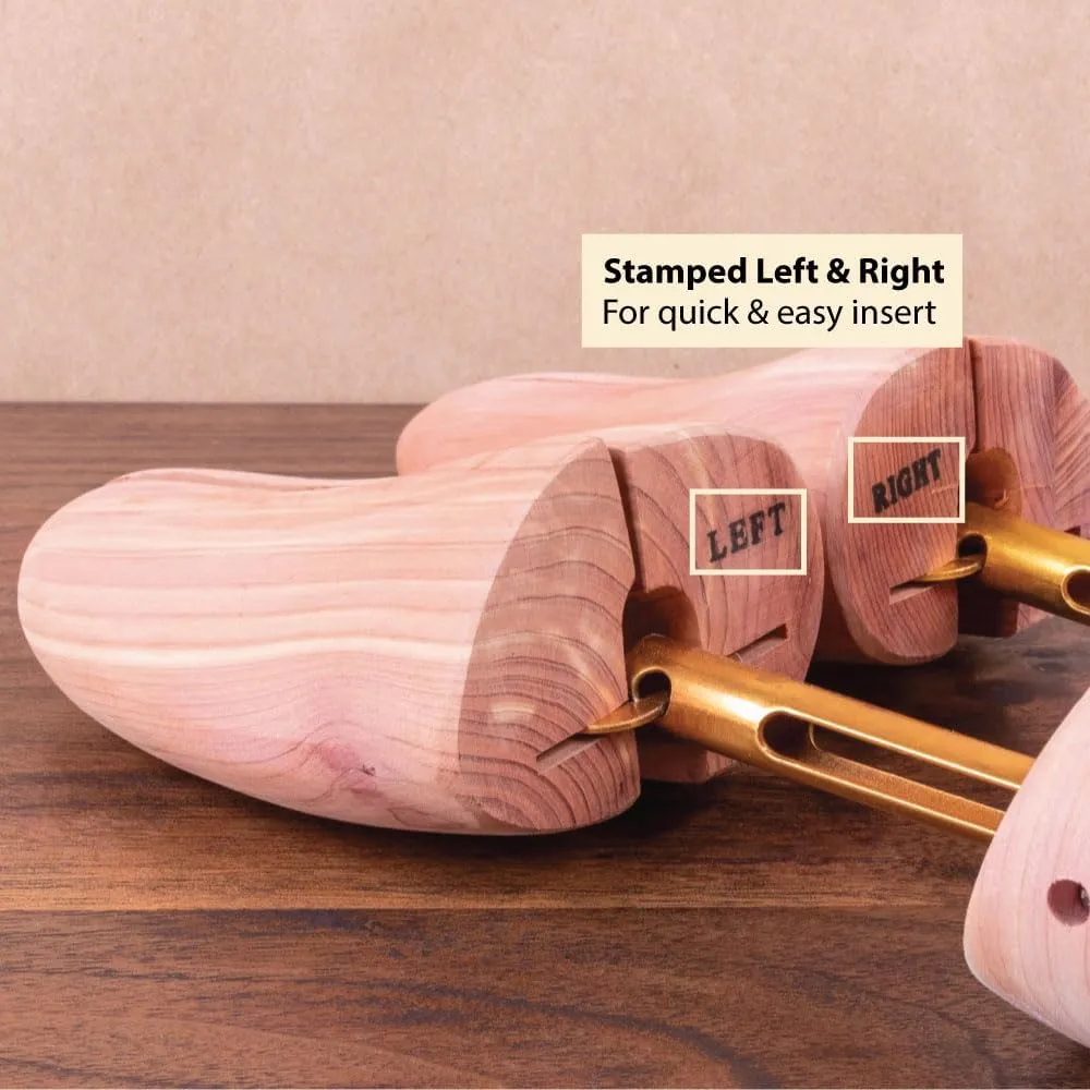 FootFitter Cedar Boot Tree for Men – Adjustable Split Toe Aromatic Cedar Boot Trees, Made From USA Grown Cedar Wood
